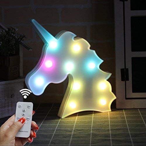 Colorful Unicorn LED Light with Remote, Decorative Unicorn Night Light, Color Changing Marquee Signs Battery Operated Bedside Lamp for Girls Bedroom, Party, Christmas Gift
