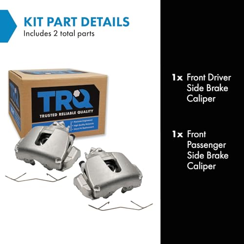 Image of TRQ Front Driver and Passenger Side Brake Caliper Set Caliper Brackets Hardware Compatible with 2012-2018 Ford Focus 2013-2018 Ford C-Max