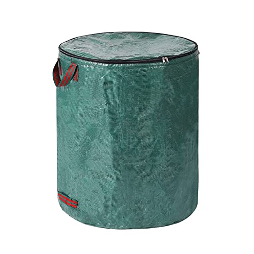 ガーデンバッグ ふた付き 折り畳み ガーデンバケツ 大容量 再利用可能 収穫バッグ ハンドル付き 自立式 落ち葉収納 園芸 ゴミ袋 防水 耐久性あり 園芸 庭 清掃 雑草 落ち葉 ゴミ 大型庭用袋 (300L(67*84cm))