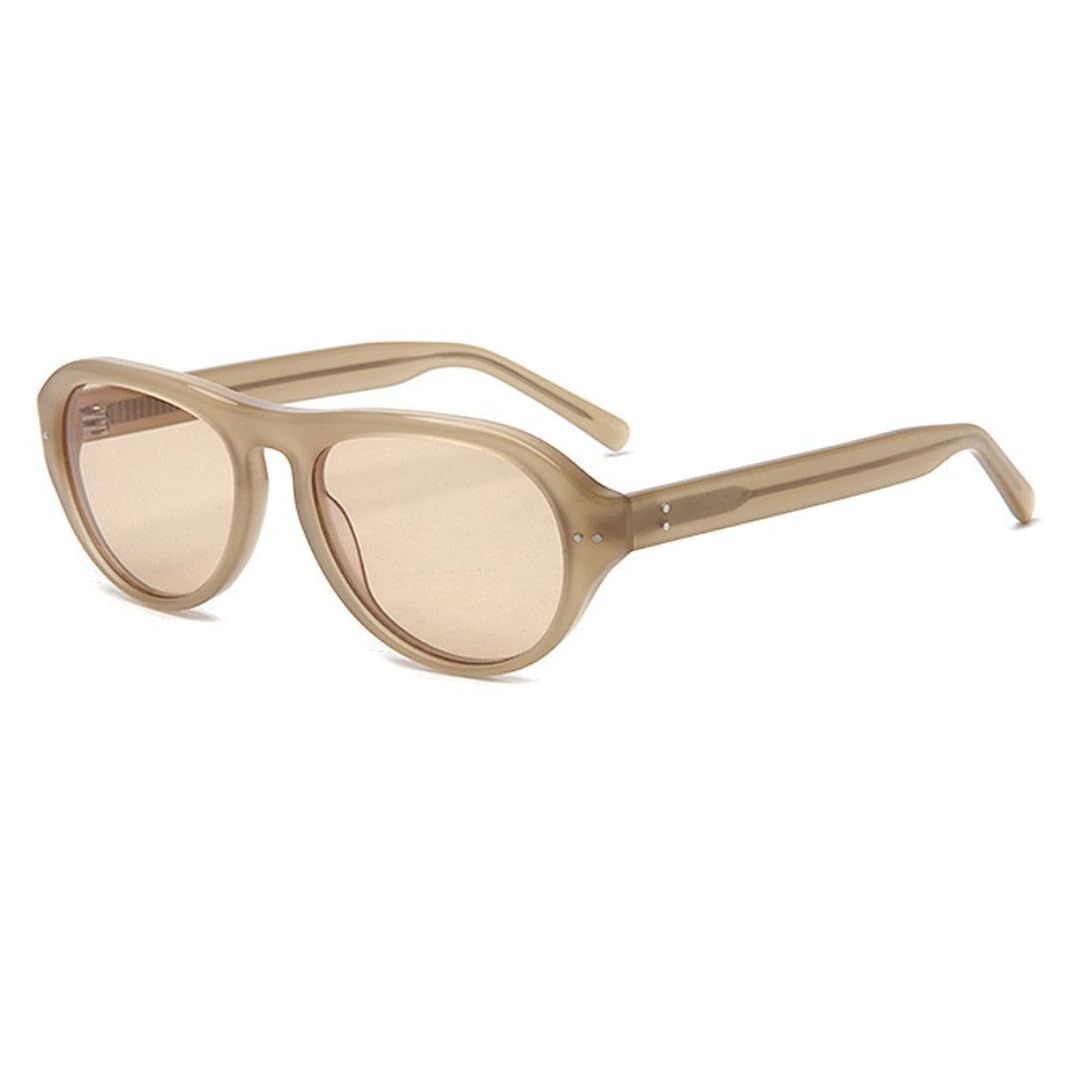 Occhiali da sole da donna in acetato con montatura e lenti ovali in stile retrò con protezione UV400.