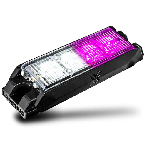 Image of LAMPHUS NanoFlare 4 inch 4W Purple White LED Surface Mount Police Grill Strobe Warning Light [SAE Class 1] 12V Rectangle Grille Flashing Emergency Light for Funeral Escort Service Vehicle Cars