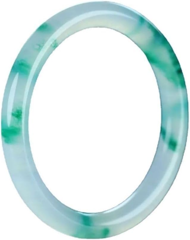 Jade Bangle Bracelet, A-grade Burmese Fine Round Ice-type Floating Flowers Emerald Color Quartzite Design, Great for a Girlfriend's Gift