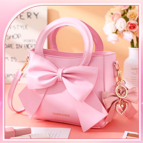 Abbylike Cute Purses for Women Leather Crossbody Bow Handbags Tote Shoulder bag with Bowknot2