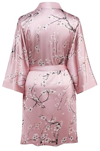BABEYOND Short Kimono Bath Robe Blouse Satin Silky Kimono Cover Up Loose Cardigan Sleepwear Wedding Robe2