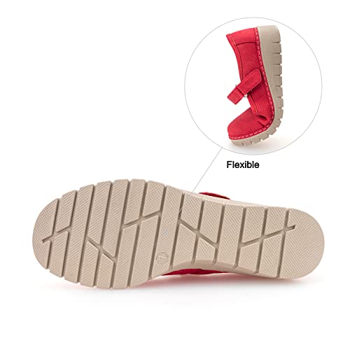 Image of VJH confort Women s Mary Jane Flats, Breathable Comfort Round Toe Low Heel Slip-on Light Weight Walking Shoes