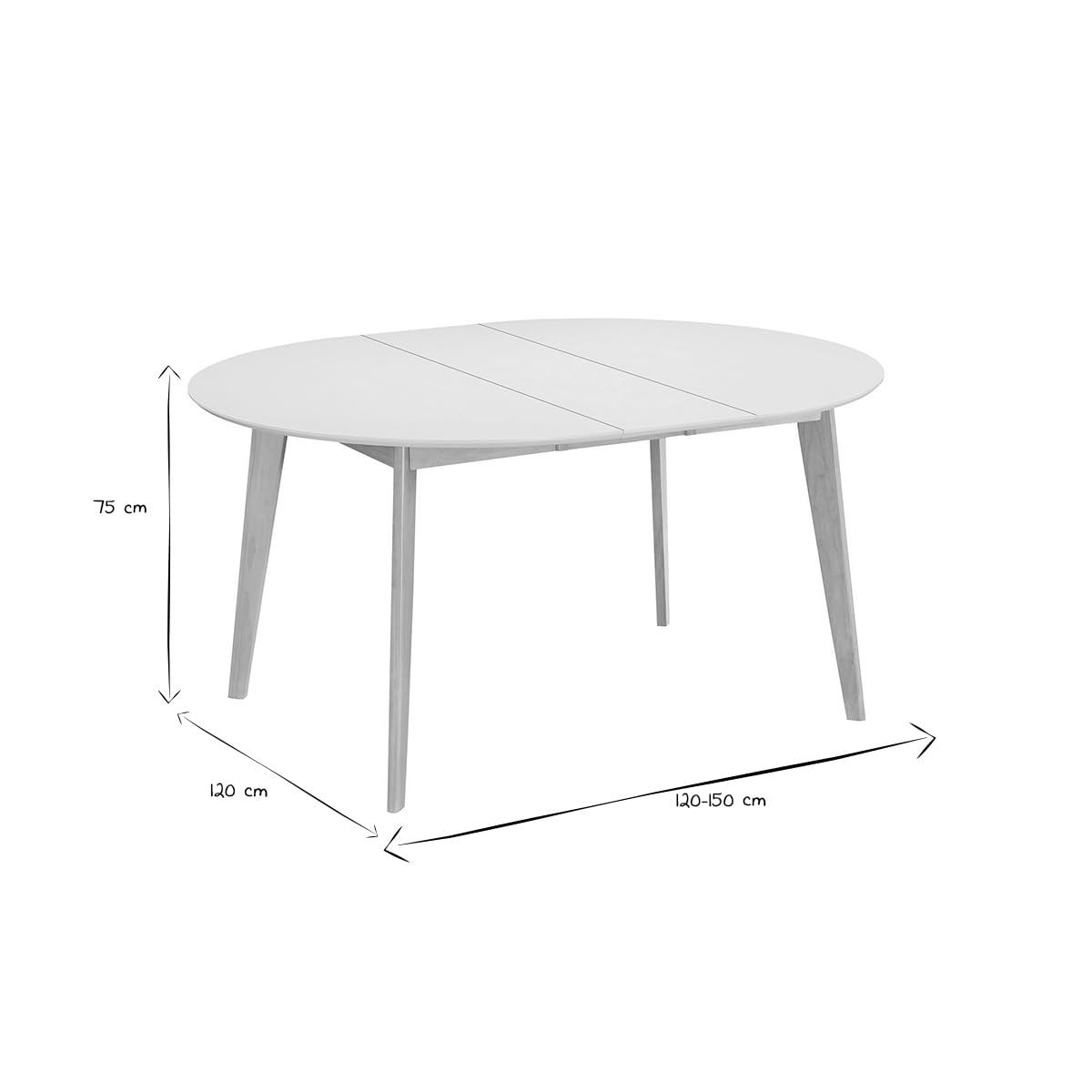 Miliboo - Tavolo da pranzo design rotondo allungabile bianco e legno LEENA