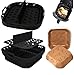 Produktbild Silikonform für Heißluftfritteuse COSORI 5,5L Ninja Speedi Ninja Max Pro 6.2 airfryer zubehör Backform mit Trennwänden für Tefal/Philips/Princess +GRATIS backpapier 100Stück Schwarz