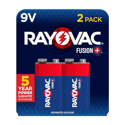 Rayovac Fusion 9V Batteries (2 Pack), Alkaline 9 Volt Batteries