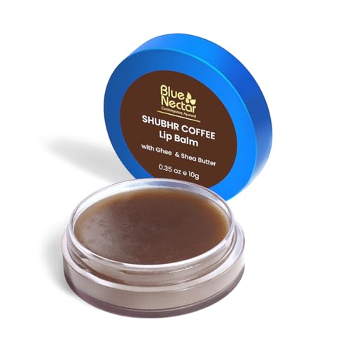 Blue Nectar Shubhr Coffee Lip Balm with Ghee for Dryness and Lips Brightening |100% Ayurvedic | Paraben & Sulphate Free (0.52 oz, 10 Herbs)