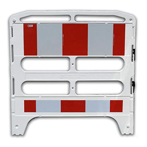 UvV Schachtschutzgitter Schachtabsperrung Schranke + Tastleiste (Klasse RA1 Reflexfolie rot/weiss) HD-PE Kunststoff Weiss 4 Elemente je 100 x 100 cm