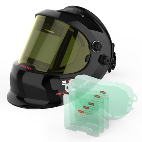 Image of YESWELDER Large Viewing True Color Solar Powered Auto Darkening Welding Helmet with SIDE VIEW & Replacement Lens