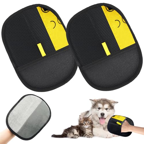 Bukbas 2Pcs Pet Hair Removal Glove, Double-Sided Dog Cat Pet Groo...