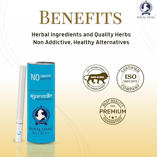 Image of ROYAL SWAG Ayurvedic & Herbal Cigarette, Combo Pack of Clove and Mint Flavour Smoke (50 Stick Each) Nicotine Free & Tobacco Free Cigarettes Helps in - (Pack Of 100 Sticks)