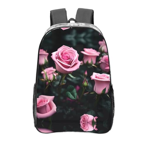 Sac à dos transparent imprimé rose idéal pour le travail et le sport décontracté