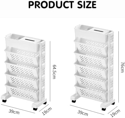 Mobile Vegetable Storage Rack with Wheels, Rotatable Multi-Tier Plastic Organizer, Space-Saving Bookshelf for Kitchen, Pantry & Narrow Areas