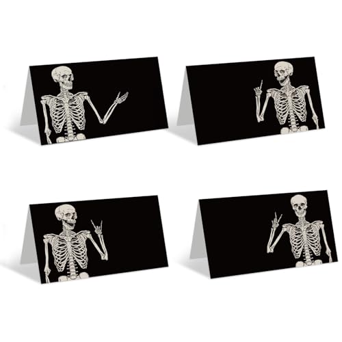 Cartes de table d'Halloween squelette pour buffet de fête et dîner à thème mystérieux