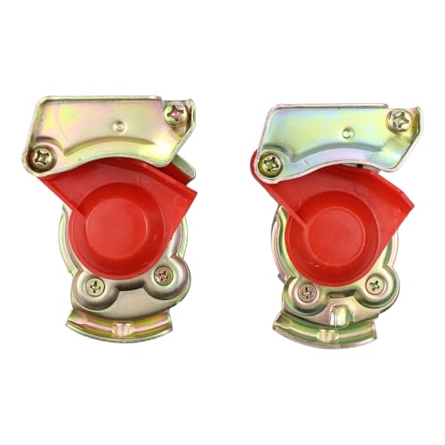 Kupplungskopf M16 mit Ventil ohne Ventil Set Druckluftkopf rot gelb M16x1,5 mit Staubkappe Filter für LKW Zugmaschine Traktor Druckluft Motorwagen Zugfahrzeug Traktoren Bremse Anhänger Auflieger