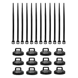 HATSBI. Multipurpose Magnetic Cable Zip Tie Mounts Neodymium Magnets Black (12 Pack). 12 Black Cable Zip Ties Included. Cable Holder for Cable Management. Holds Standard Zip Ties/Cable Ties.