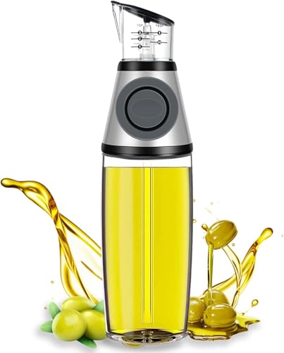 Image of ESPERO Oil Dispenser Bottle, 17oz Olive Oil Dispenser Oil Sprayer, Clear Glass Refillable Oil and Vinegar Dispenser Bottle with Measuring Scale Pump for Kitchen, Cooking, Salads, Baking Frying