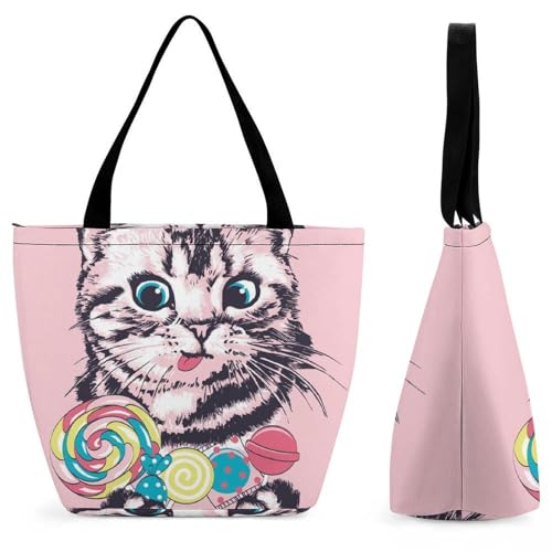 Sac de shopping chat mignon pour femme en grand format de voyage