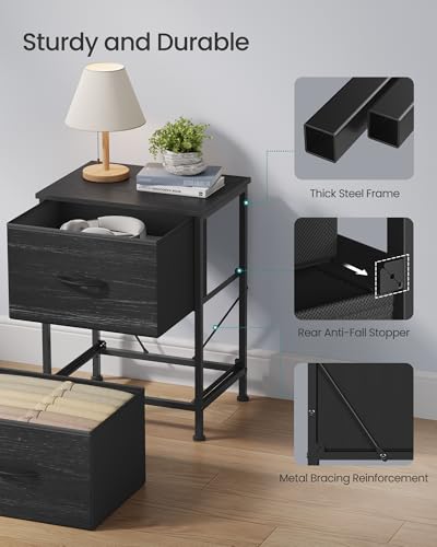 Image of SONGMICS BELLAH Collection - Dresser for Bedroom, Chest of Drawers, Nightstand, 2 Drawers, Storage Organizer Unit, Closet, Entryway, Modern, Ebony Black ULGS312BE02S