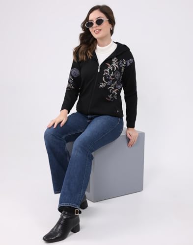 Image of Monte Carlo Women's Regular Fit Embroidery Hooded Neck Full Sleeve Winter Sweatshirt | Elegant Embroidery | Soft Warm Fabric | Stylish Winter Hoodie for Women (Pack of 1)