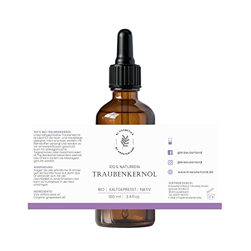 Traubenkernöl von Kräuterland – Kaltgepresstes Bio-Öl 100ml