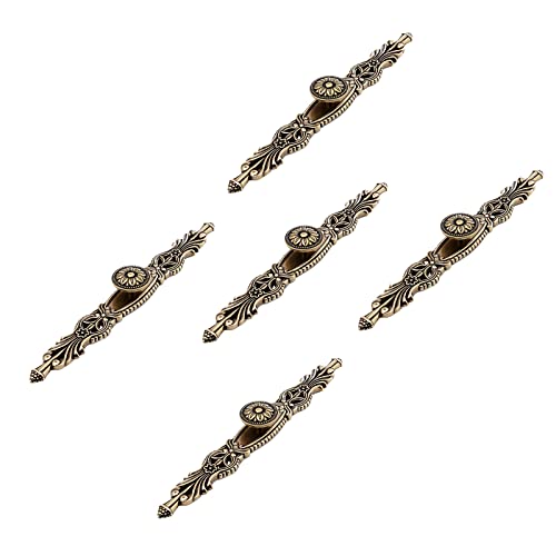 Mgoodoo 5Pcs Knobs Handles With Plate, 10.2" Antique Bronze Cabinet Pulls, Vintage Knobs For Drawer Furniture Door Bedroom Kitchen Cupboard With 15 Screws #TOP7