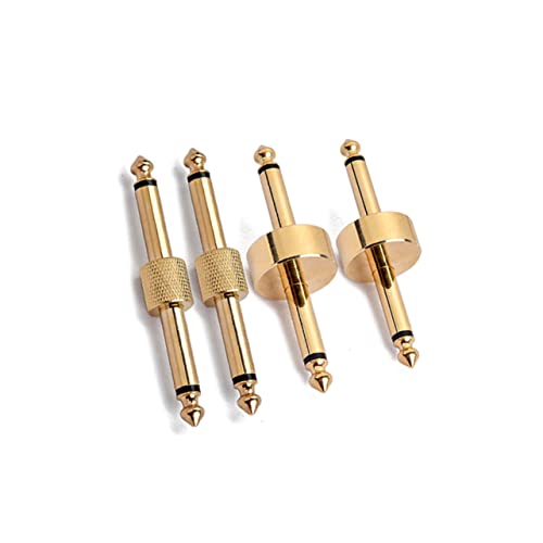 CIYODO 4pc Set Double Connector Patch Cables Guitar Pedals Adapter Male Plugs for Wiring and Converter Gold Plugs Oc499