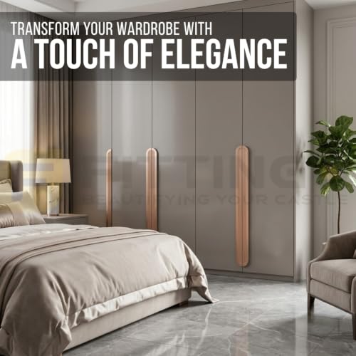 Image of VEZEL Aluminium Knobs for Cabinet /Drawer Knobs /Wardrobe Handle - Modern Cabinet Pull for Wardrobe, Drawer & Furniture, PVD Rose Gold, 160mm - Pack of 1- | 3 Years Warranty |
