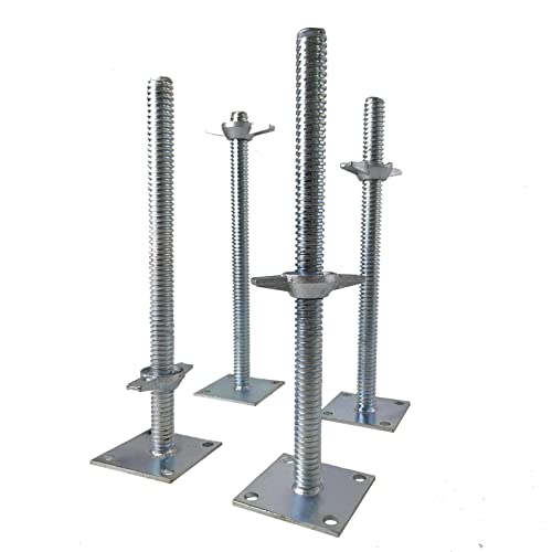 4 pack adjustable leveling jack solid screw jacks with base plate for baker-style scaffolding silver