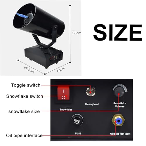 Máquina de nieve para exteriores, máquina de copos de nieve con cabeza oscilante de 4000 W y control remoto inalámbrico, ángulo ajustable 360° miniatura 6