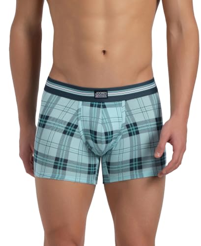 Image of Jockey UI21 Men's Super Combed Cotton Elastane Stretch Printed Trunk with Ultrasoft Waistband (Pack of 2 Colors & Prints May Vary)