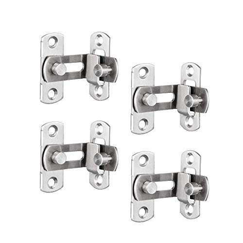 4 Piezas Cerrojos para Puertas, Pernos de Cierre de Puerta de 90 Grados, Ángulo Recto Cierre Pestillo Puertas de Acero Inoxidable, para Casa Dormitorios Jardín Baños Cover