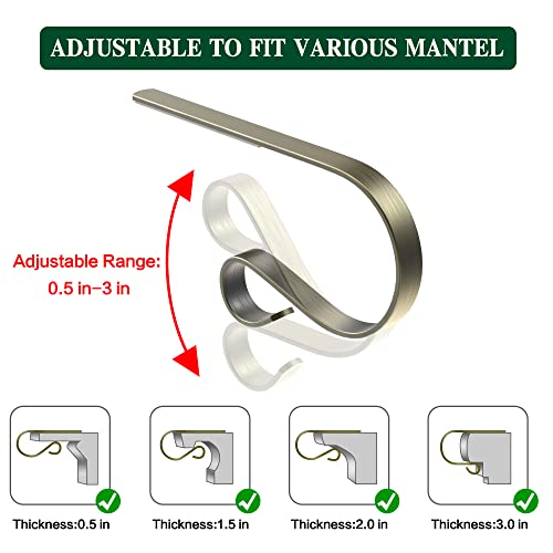 Kogostar Christmas Stocking Holder For Mantle Set Of 4, Non-Slip Christmas Stocking Hangers For Fireplace Mantle, Multi-Uses Adjustable Mantle Clip Holder Hanger #TOP2