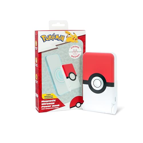 OTL Technologies PK1186 Chargeur de Banque d'alimentation magnétique sans Fil Pokemon Poke Ball 5000 mAh avec Support intégré
