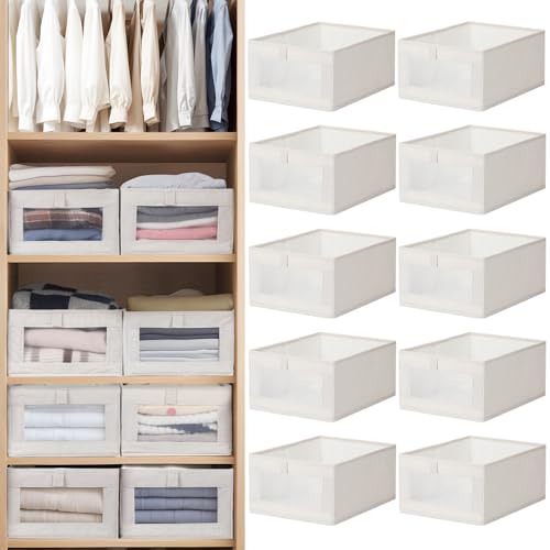 10 Pack Linen Closet Organizers And Storage, Closet Storage Bins for Closet Organization, Linen...
