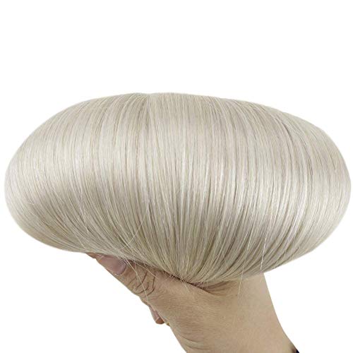 Clip in Hair Extensions Human Hair Clip in Double Weft Hair Extensions Clip in Ice Blonde Color Hair 18 Inch 80g 7Pieces