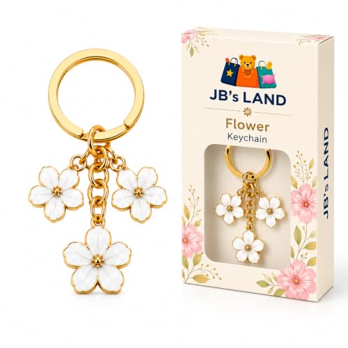 Image of JB'S LAND Floral Charm Keychain Vintage Flower Metal Key Ring for Women | Bag Charm Pendant, Backpack & Car Key Holder, Aesthetic Design, Friendship Gift, For Women & Girls
