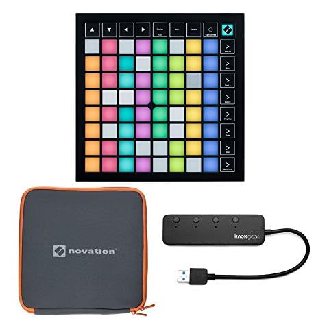 Novation Launchpad X Grid Controller Bundle with Launchpad Case and 3.0 4 Port USB Hub (3 Items) Cover