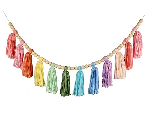 Cotton Tassel Garland Pastel Banner, Colorful Party Backdrop Decorative Wall Hangings Llama Decorations For Bedroom,Nursery Dorm Room,Birthday,Baby Shower, Girls Boho Home Decor Gift (Light 1 Pack) #TOP7