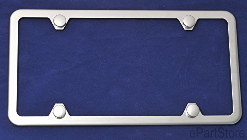 Slim Style Stainless Steel License Plate Frame Brush Finish 4 Holes #TOP29