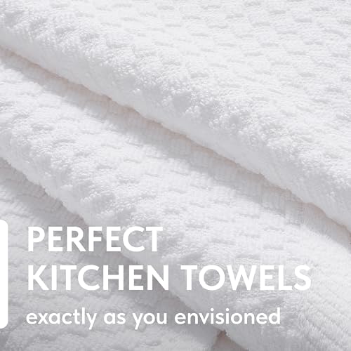 Super Absorbent Kitchen Towels 12 Pack - Premium 100% Cotton Kitchen Towels, 450GSM Thick Machine Washable White Dish Towels for Kitchen Drying, Cleaning, Dobby Weave, Unmatched Quality - Image 3