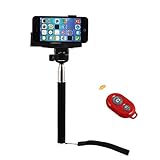 Extendable Selfie Handheld Monopod Selfie Stick With Ajustable Phone Adapter Phone Holder Frame for iphone 6 6plus 5 4 Samsung S4 S3 Blackberry All Phone(Black + Red)