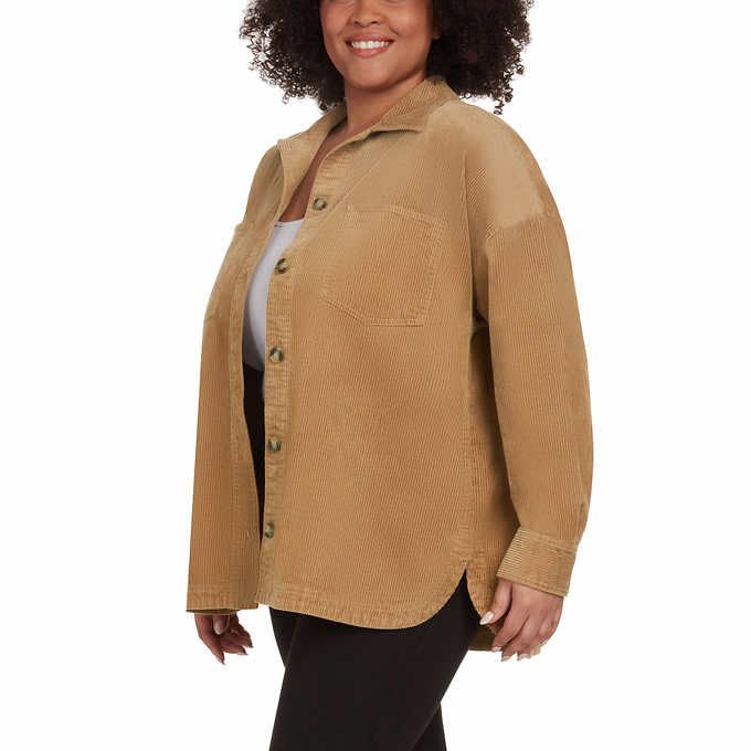 Matty M Ladies' Corduroy Shirt Jacket (Camel, X-Large)3