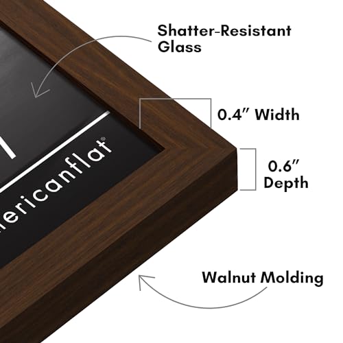 Americanflat 5x7 Picture Frame with Shatter-Resistant Glass - Streamline Collection - Thin Border Photo Frame for Tabletop and Wall Display - Hanging Hardware and Easel Stand Included - Walnut