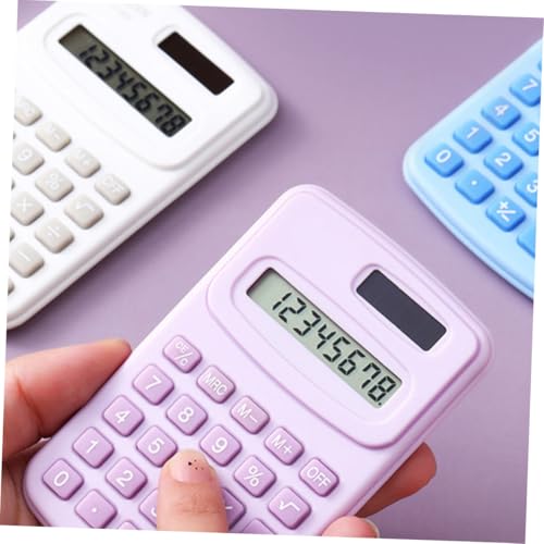Calculadora electrónica de bolsillo con botones de ABS resistente pack de 12 piezas moradas 7