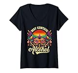 Photo Gallery donna may contain alcohol funny mardi gras design maglietta con collo a v Photo Gallery donna may contain alcohol funny mardi gras design maglietta con collo a v