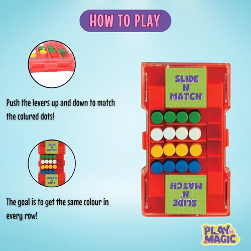 Image of PlayMagic Slide N' Match Portable Pocket Puzzle Game|Strategic Thinking & Problem-Solving Mini Game|Exercise Brain & Boost Cognitive Skills|Indoor-Outdoor Toy|Birthday Gift for Kids 5yr+|Made In India