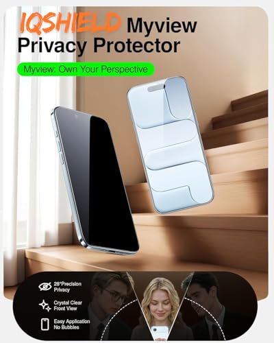 Image of IQShield My-View Privacy Screen Protector Tempered Glass Guard for iPhone Air, 9H Hardness, 2-Way Anti-Spy, Case Friendly [1 Pack]